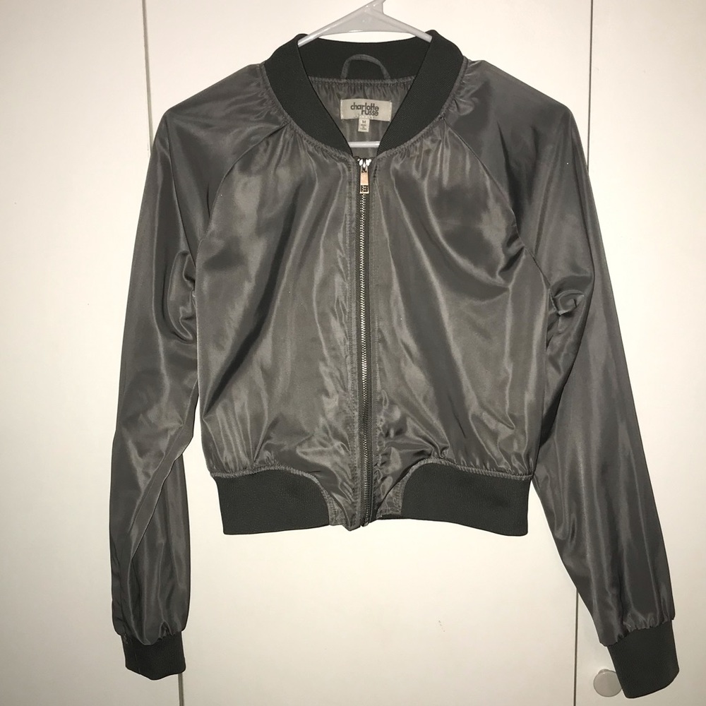 CHARLOTTE RUSSE Cropped Bomber Jacket